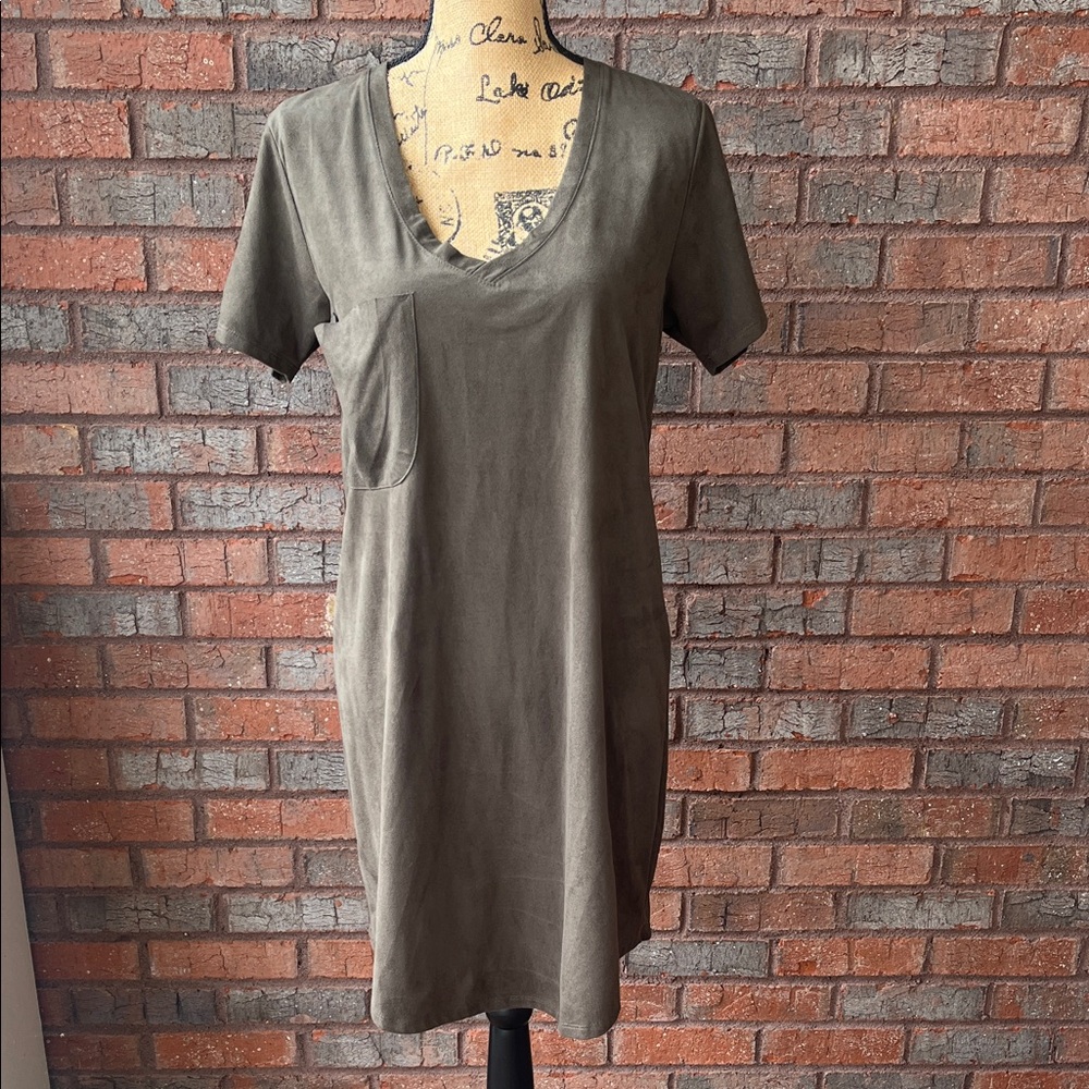 NWT Z Supply Suede Olive Green Short Sleeve Dress (M)